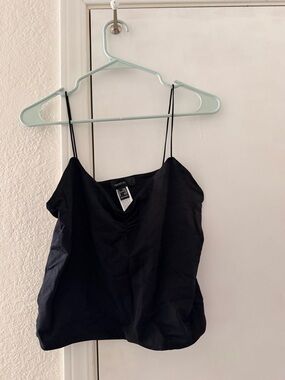 Black Spaghetti Strap V-Neck Crop Top